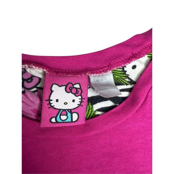 Sanrio Women’s Medium Hello Kitty Tropical Escape Pajamas Pink Zebra Loungewear - Picture 7 of 8